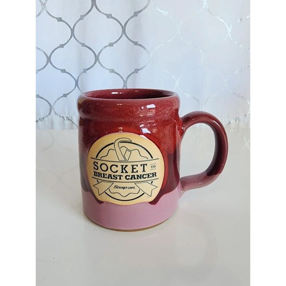 Snap-on Deneen Pottery "Socket to Breast Cancer" Awareness Stoneware Coffee Mug